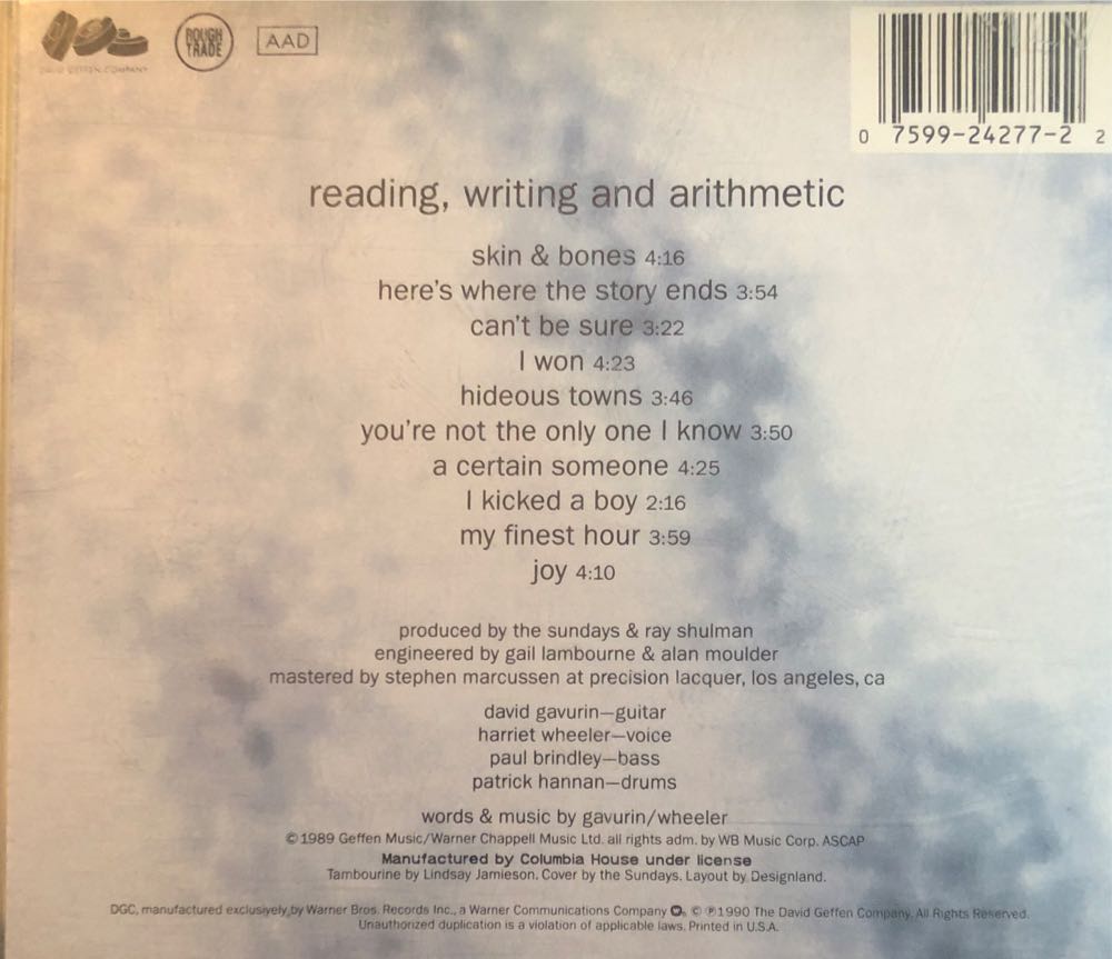 Reading, Writing And Arithmetic - Sundays, The (CD - 39) music collectible [Barcode 075992427722] - Main Image 2