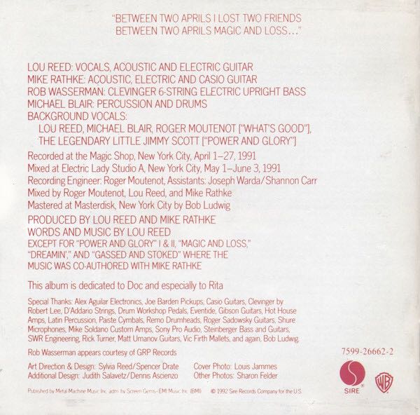 Magic and Loss - Reed, Lou (CD - 58) music collectible [Barcode 075992666220] - Main Image 3