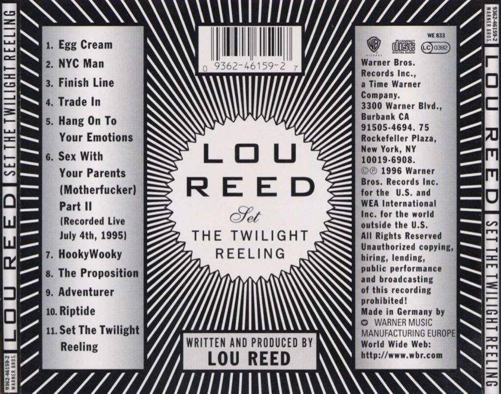 Set The Twilight Reeling - Lou Reed (CD - 5203) music collectible [Barcode 0093624615927] - Main Image 2