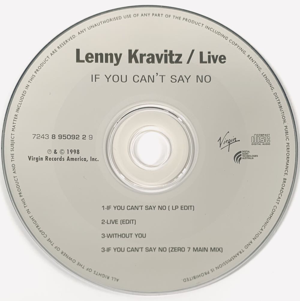 If You Can’t Say No / Live - Kravitz, Lenny (CD) music collectible [Barcode 724389509229] - Main Image 3