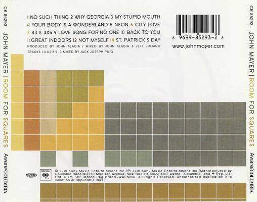 Room For Squares - Mayer, John (CD) music collectible [Barcode 7509950813522] - Main Image 2