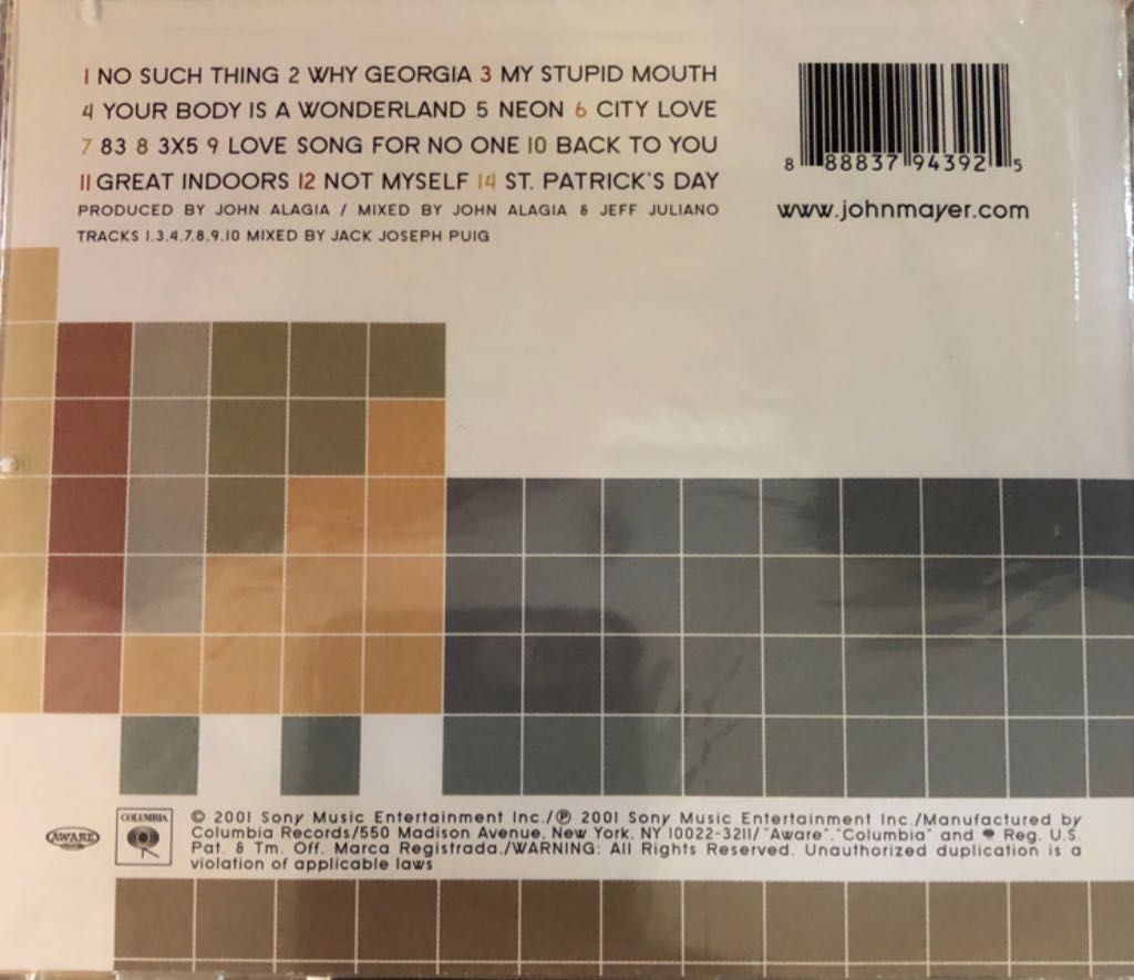 Room for Squares - Mayer, John (CD) music collectible [Barcode 888837943925] - Main Image 2