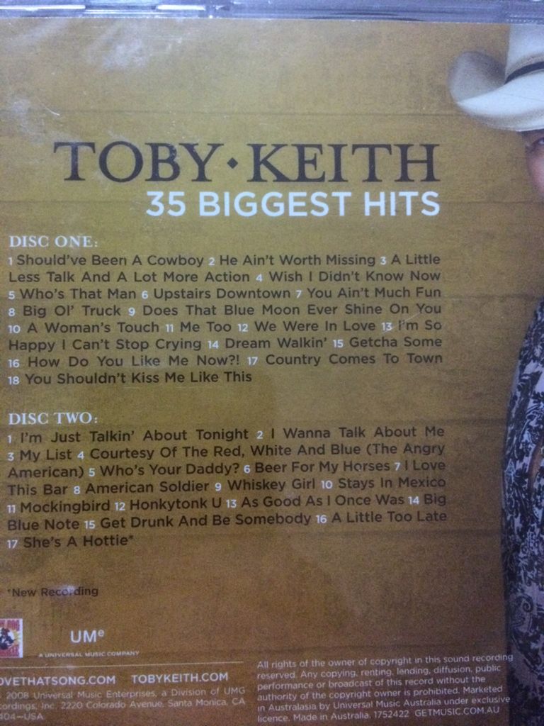 35 Biggest Hits - Toby Keith (CD - 62) music collectible [Barcode 602517524224] - Main Image 2