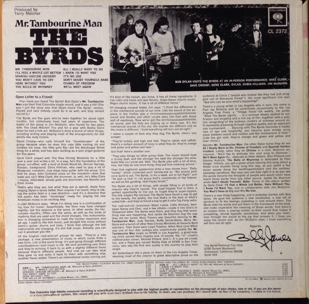 Mr. Tambourine Man - Byrds, The (12” - 3135) music collectible - Main Image 2