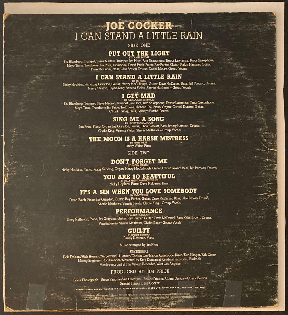 I Can Stand A Little Rain - Cocker, Joe (12”) music collectible [Barcode 4001408262447] - Main Image 2