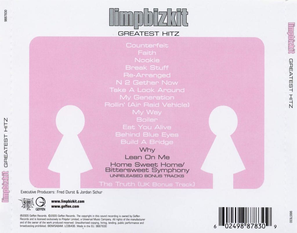 Limp Bizkit - Greatest Hitz - Limp Bizkit (CD - 72) music collectible [Barcode 602498867709] - Main Image 2