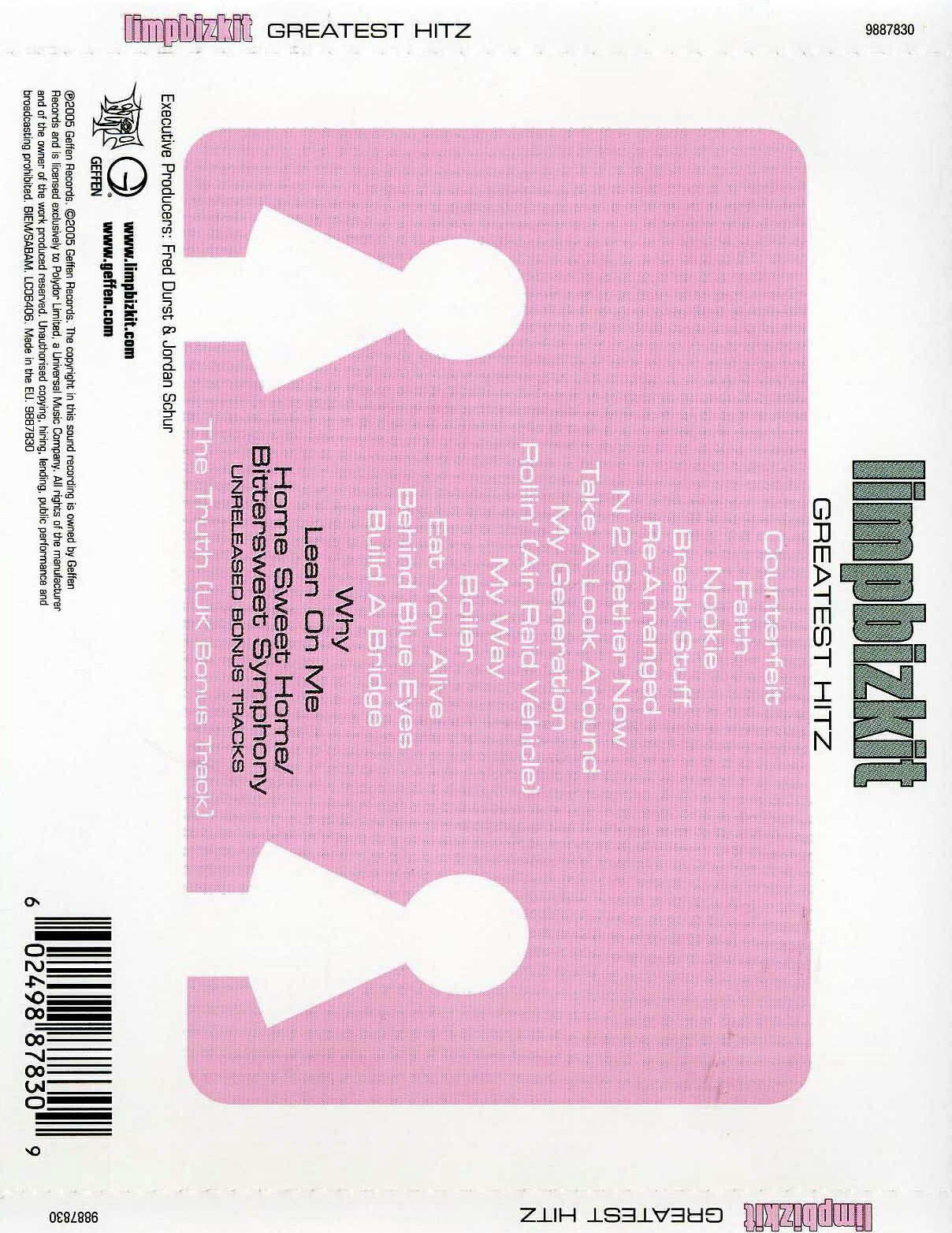Greatest Hitz - Limp Bizkit (CD - 71) music collectible [Barcode 602498878309] - Main Image 2