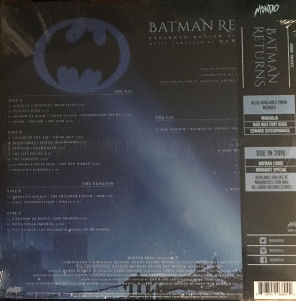 Batman Returns - Expanded Motion Picture Score - Danny Elfman (12”) music collectible [Barcode 616892468042] - Main Image 2