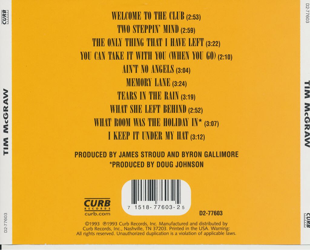 Tim McGraw - Tim McGraw (CD) music collectible - Main Image 2