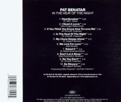 In The Heat Of The Night - Pat Benatar (CD - 38) music collectible [Barcode 094634860925] - Main Image 2