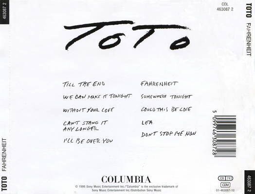 Fahrenheit - Toto (CD - 44) music collectible [Barcode 074644027327] - Main Image 2
