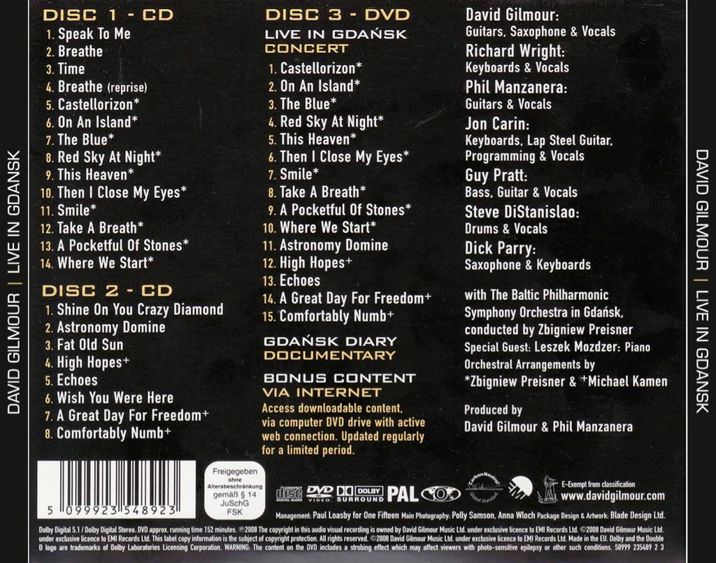 Live in Gdańsk - David Gilmour (CD/DVD - 149) music collectible [Barcode 5099923548923] - Main Image 2