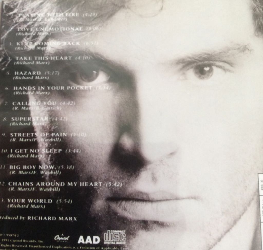 Rush Street - Richard Marx (CD - 6535) music collectible [Barcode 077779587421] - Main Image 2