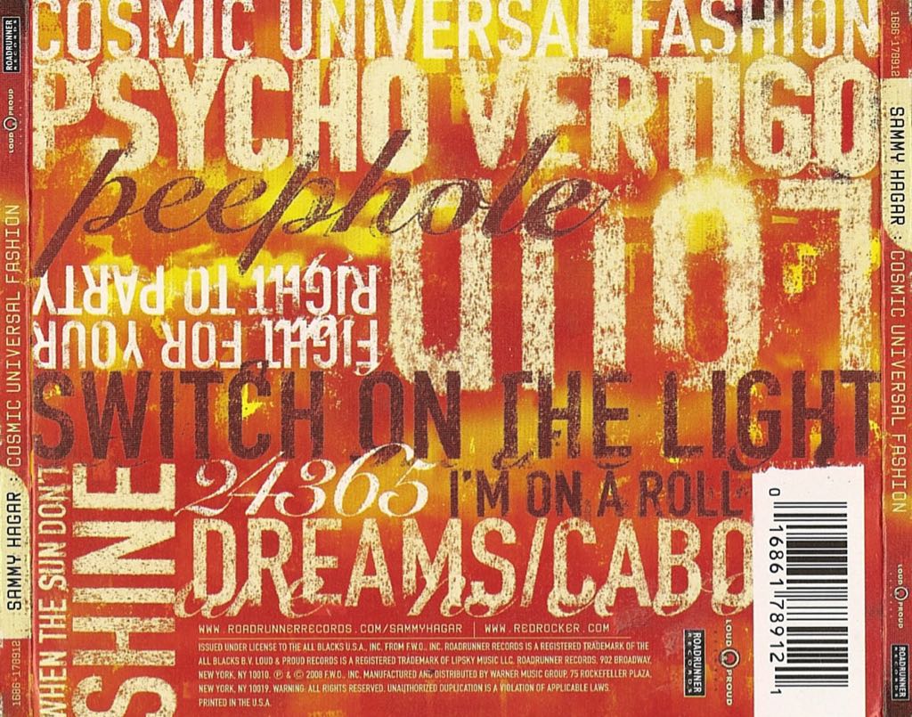 Cosmic Universal Fashion - Sammy Hagar (CD - 44) music collectible - Main Image 2