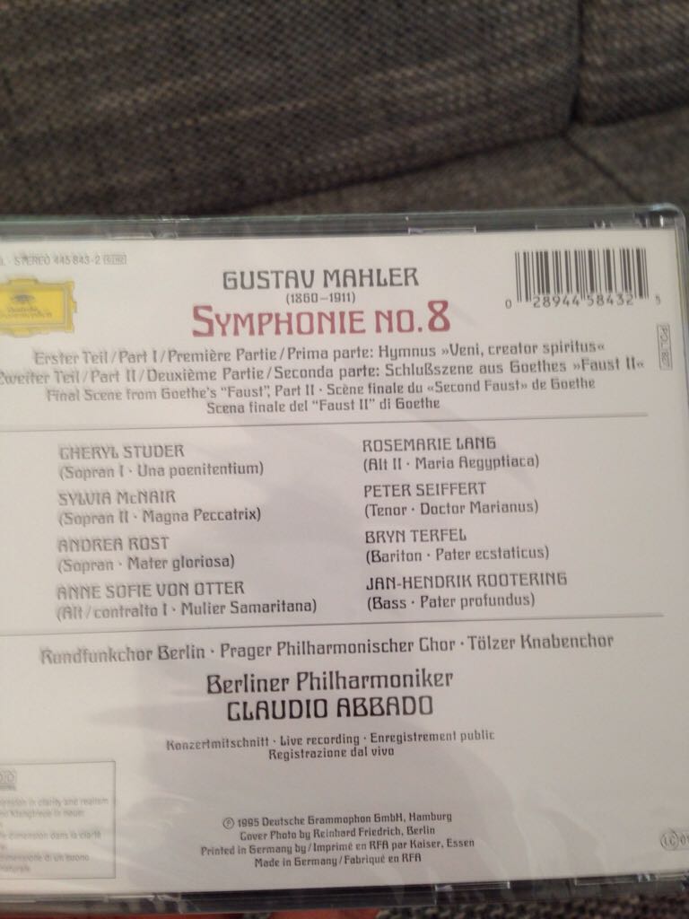 Mahler: Symphony No. 8 - Mahler (CD - 82) music collectible [Barcode 028944584325] - Main Image 2