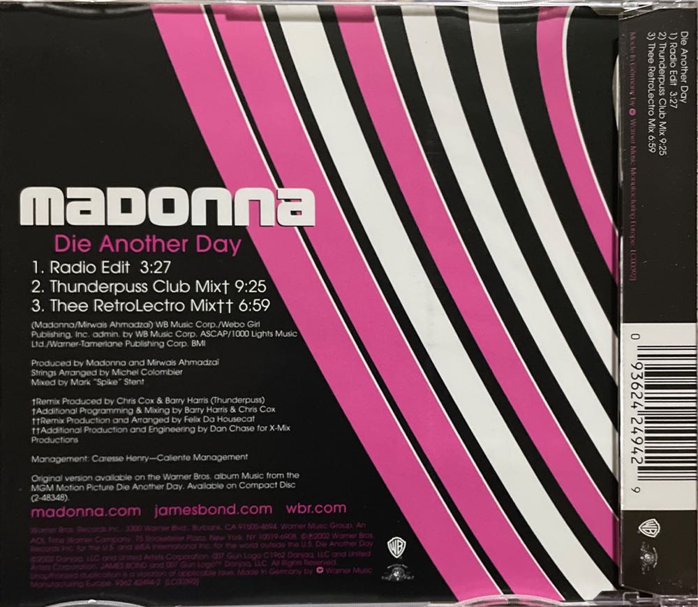 01 - CD Single - Madonna (61) - Die Another Day - Madonna (CD - 20) music collectible [Barcode 093624249429] - Main Image 2