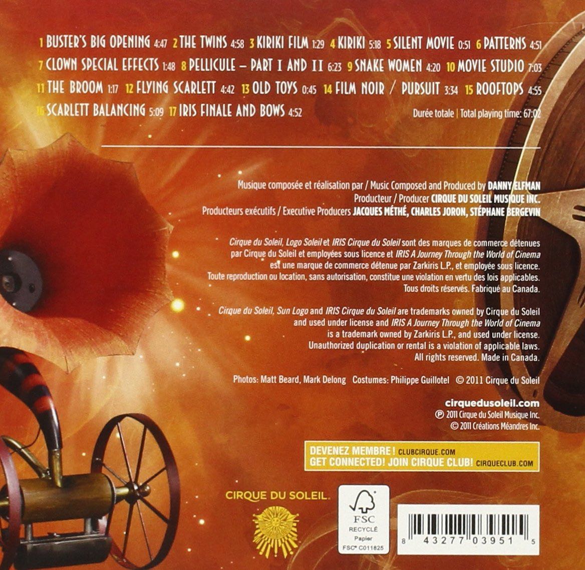 Iris - Cirque Du Soleil - Danny Elfman (CD - 67) music collectible [Barcode 843277039515] - Main Image 2