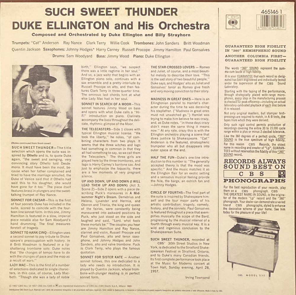 Such Sweet Thunder - Duke Ellington (CD - 76) music collectible [Barcode 074646556825] - Main Image 2