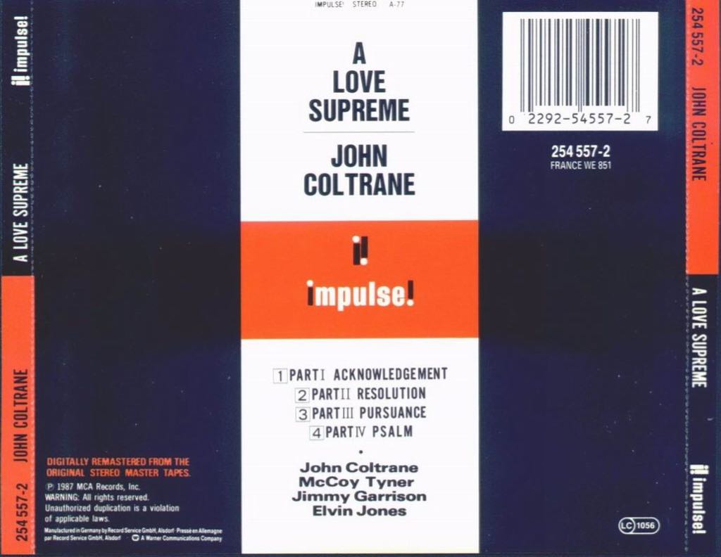 A Love Supreme - John Coltrane (CD - 3302) music collectible [Barcode 011105015523] - Main Image 2
