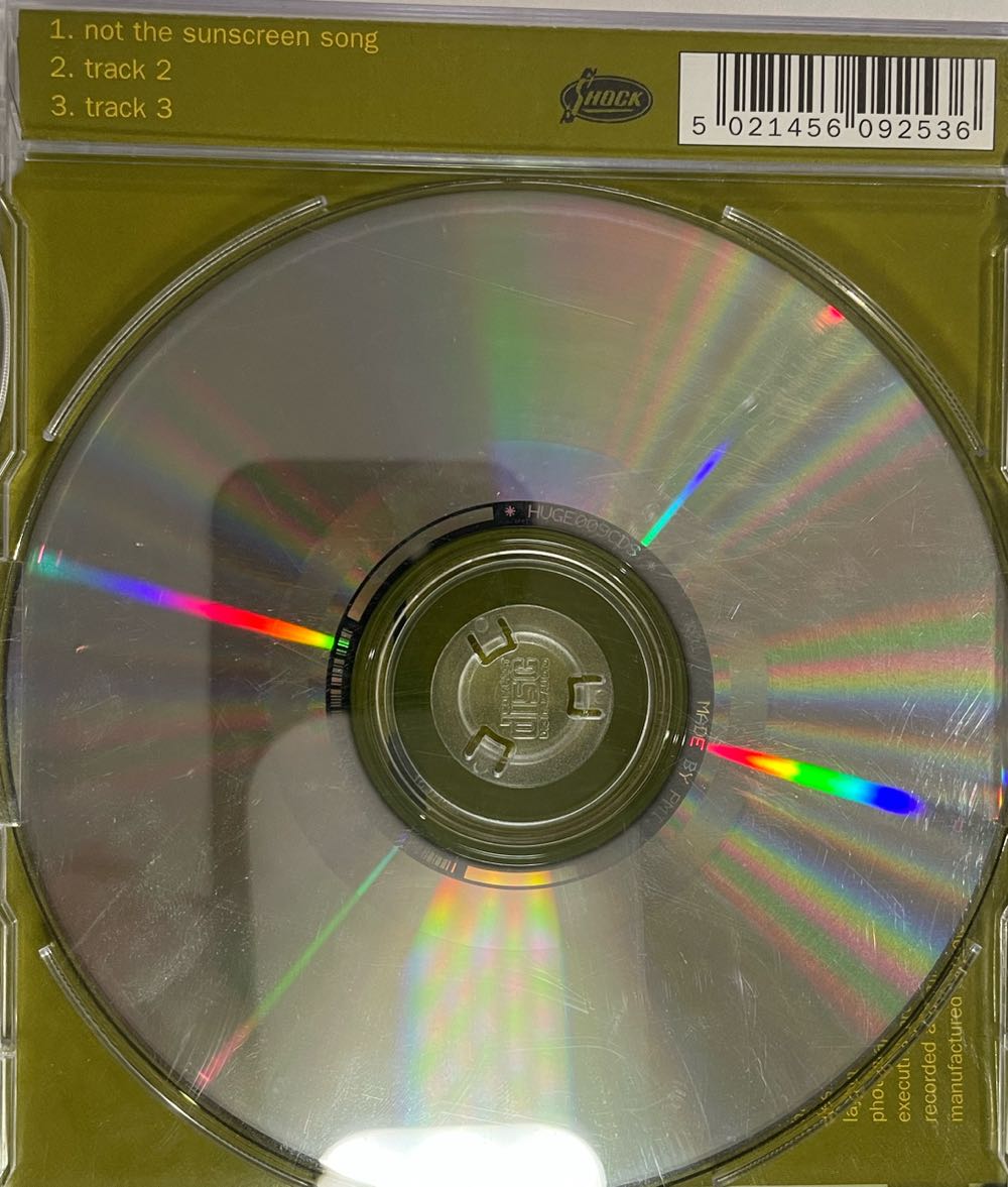 Not The Sunscreen Song (single) - Safran, John (CD) music collectible [Barcode 5021456092536] - Main Image 2