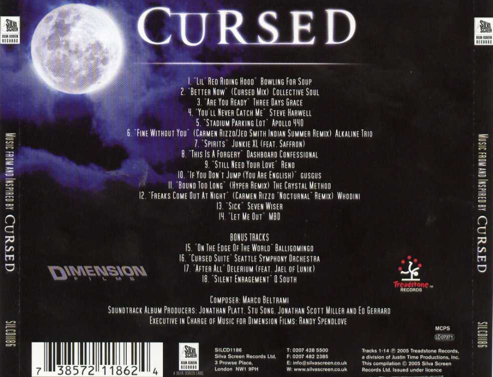 Cursed - Soundtrack Various Artists (CD) music collectible [Barcode 014381010824] - Main Image 2