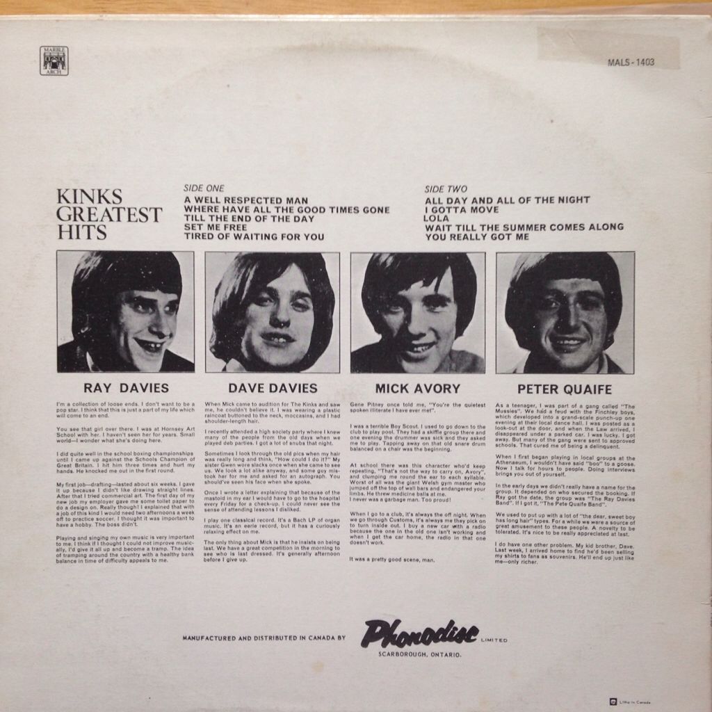 Kinks: Greatest Hits - Kinks, The (12”) music collectible - Main Image 2