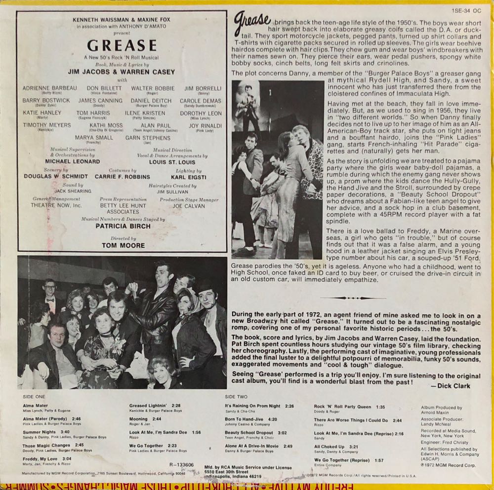 Grease - The Original Broadway Cast Album - Grease (12”) music collectible - Main Image 2