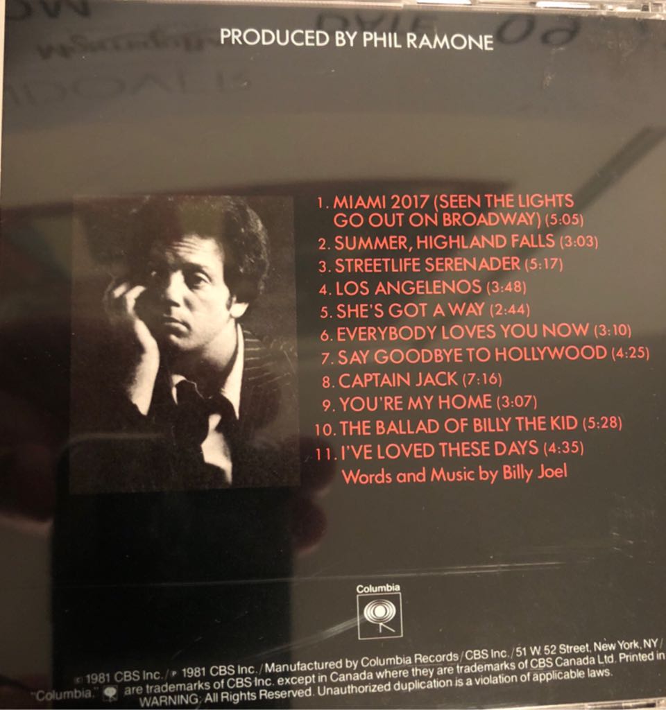 Songs In The Attic [Live] - Billy Joel (CD - 48) music collectible [Barcode 074643746120] - Main Image 2