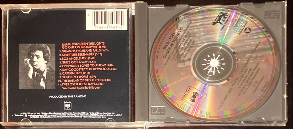 Songs In The Attic [Live] - Billy Joel (CD - 48) music collectible [Barcode 074643746120] - Main Image 3