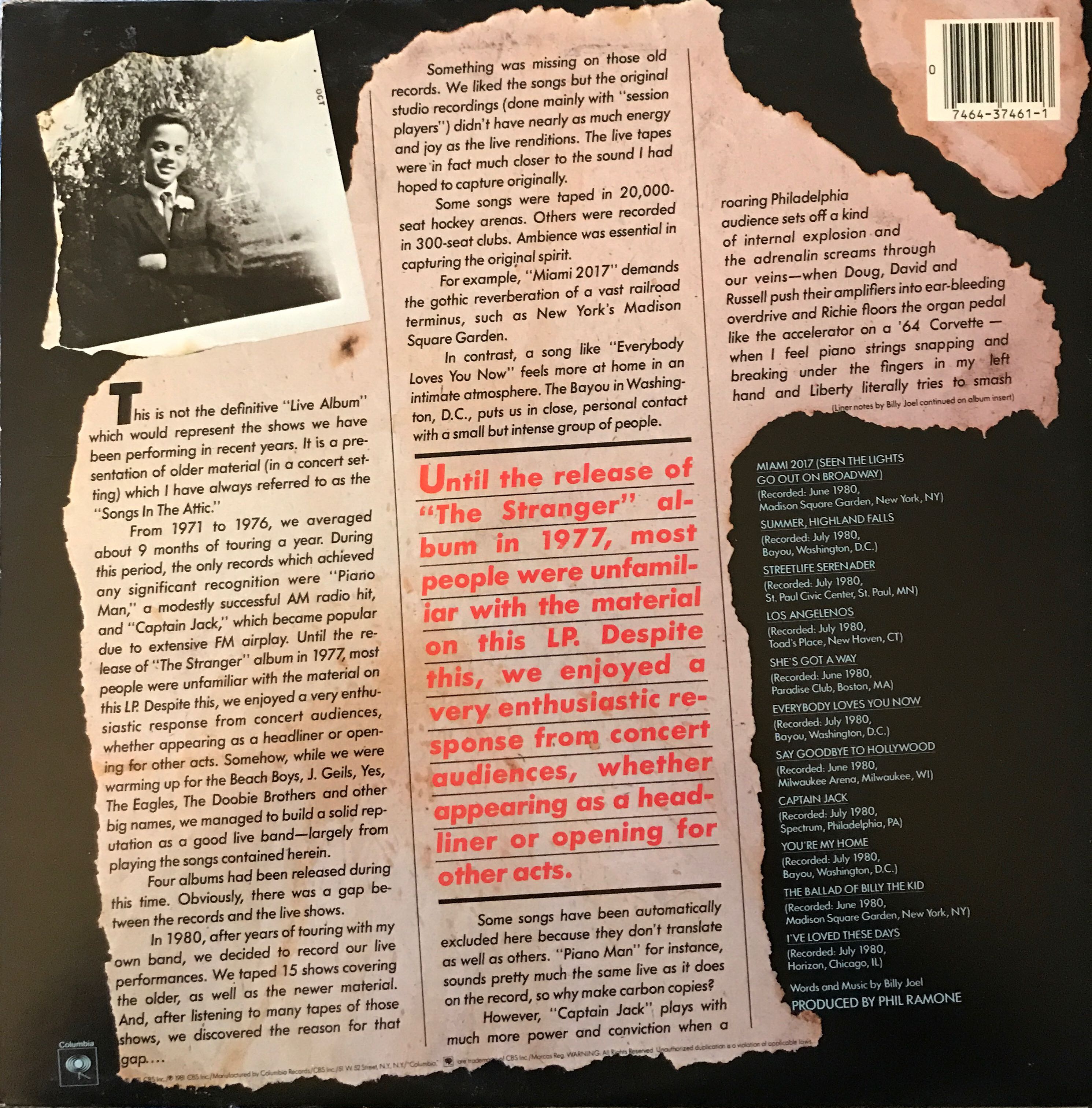 Songs In The Attic - Billy Joel (12” - 4758) music collectible - Main Image 2