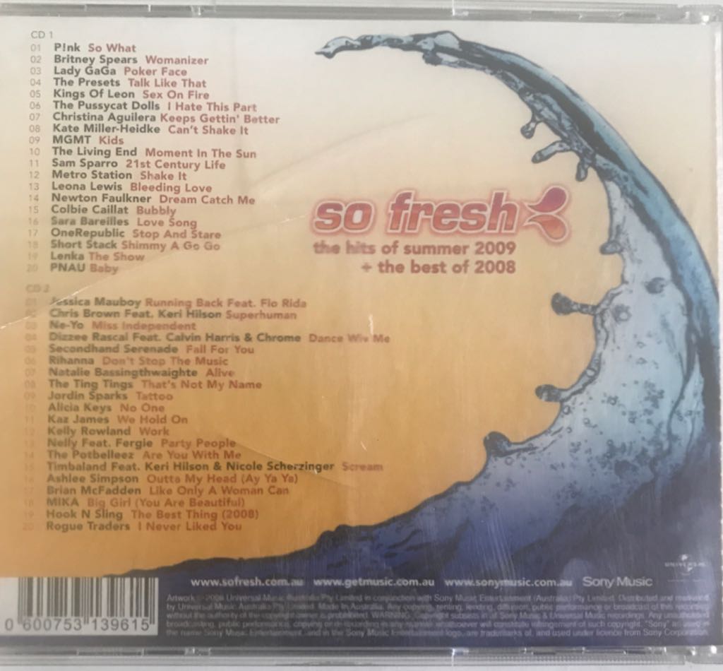 So Fresh - The Hits Of Summer 2009   the Best Of 2008 - Various Artists (CD) music collectible [Barcode 0600753139615] - Main Image 2