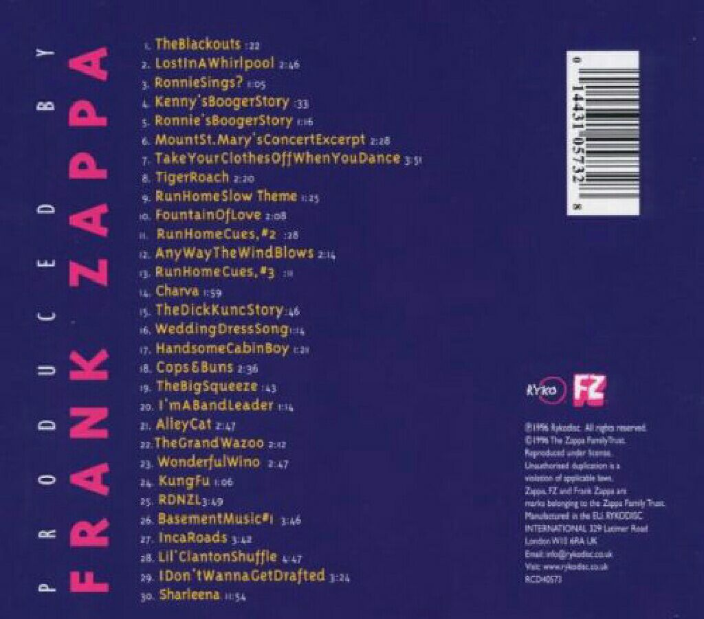 The Lost Episodes - Zappa, Frank (CD - 72) music collectible [Barcode 014431057328] - Main Image 2
