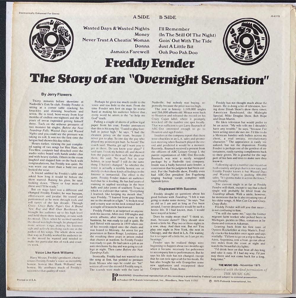 Crazy Baby - Freddy Fender (CD - 40) music collectible [Barcode 4011222048066] - Main Image 2