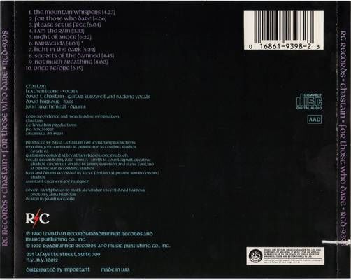 For Those Who Dare - Chastain (CD - 49:06) music collectible [Barcode 016861939823] - Main Image 2