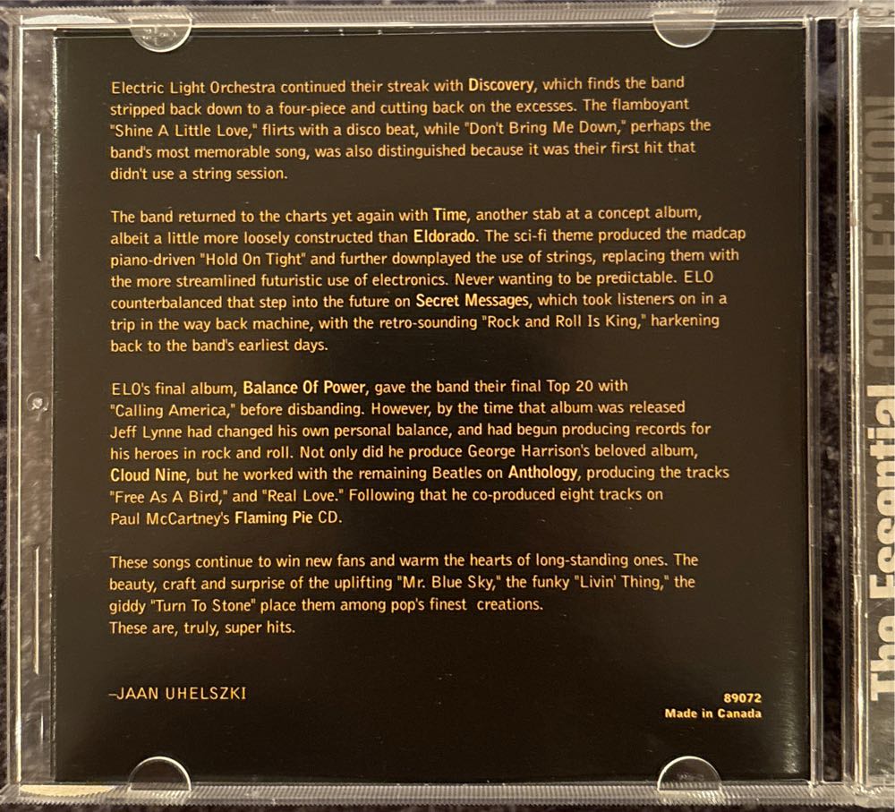 ELO Essential Collection - Electric Light Orchestra (CD - 61) music collectible [Barcode 696998907225] - Main Image 4