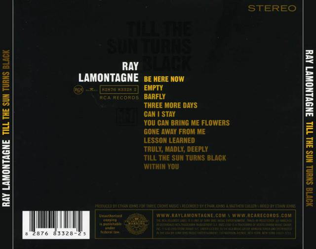 (2) Till The Sun Turns Black - Ray Lamontagne (CD - 48) music collectible [Barcode 825646390328] - Main Image 2