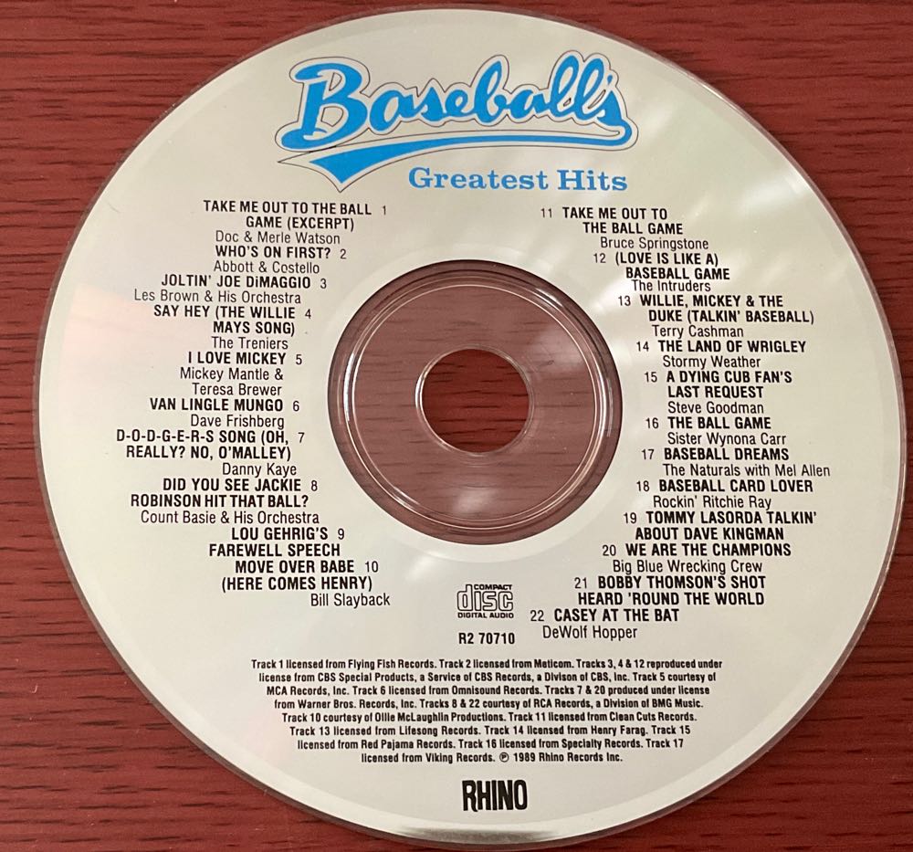 Baseball’s Greatest Hits - Various Artists (CD) music collectible [Barcode 081227071028] - Main Image 3
