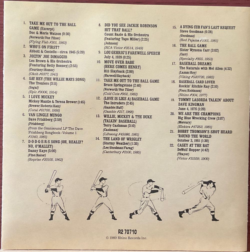 Baseball’s Greatest Hits - Various Artists (CD) music collectible [Barcode 081227071028] - Main Image 4