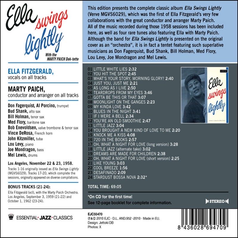 Ella Swings Lightly - Ella Fitzgerald (CD) music collectible [Barcode 8436028698912] - Main Image 2