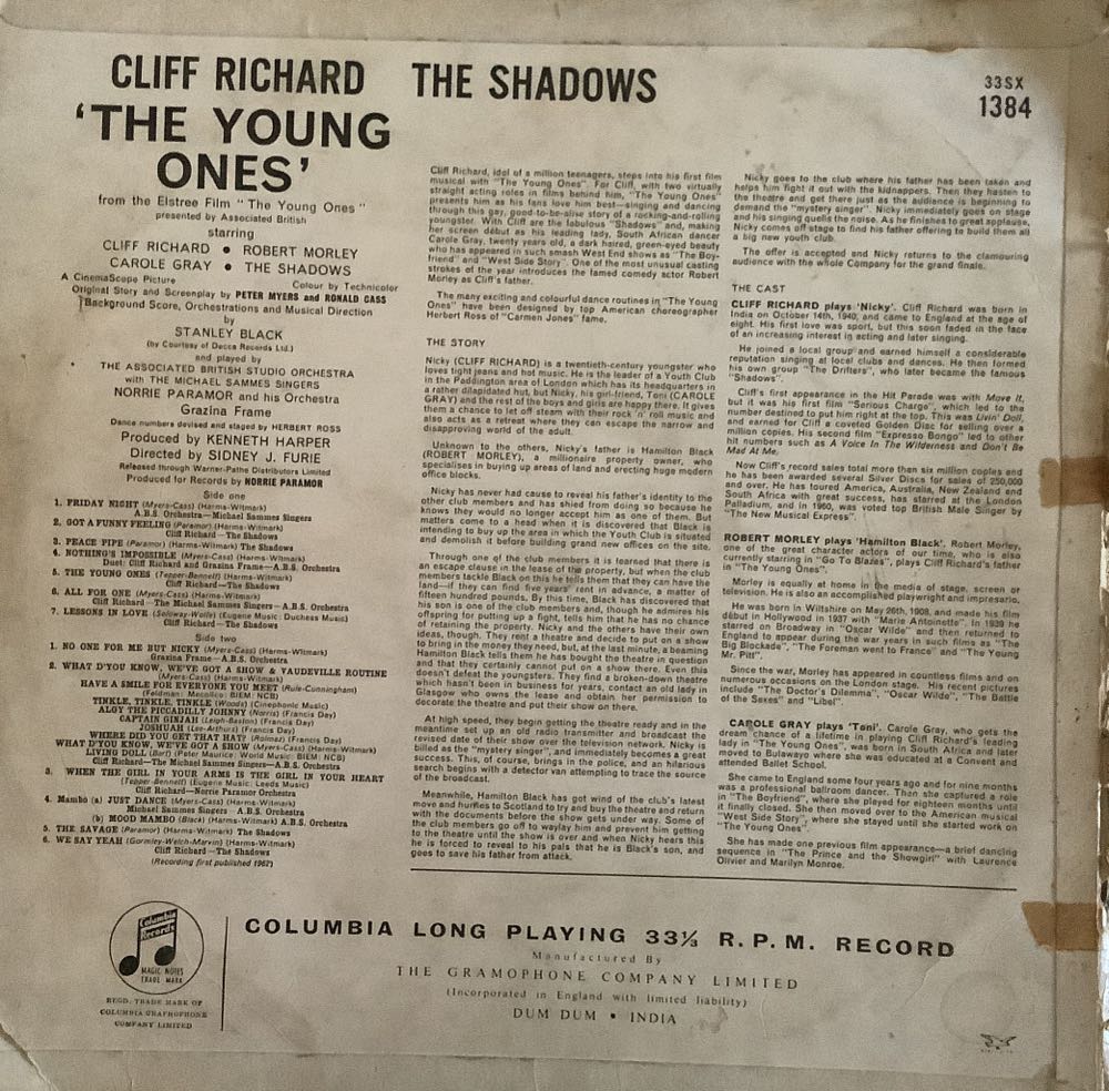 The Young Ones - Richard, Cliff & The Shadows (12” - 52) music collectible - Main Image 2