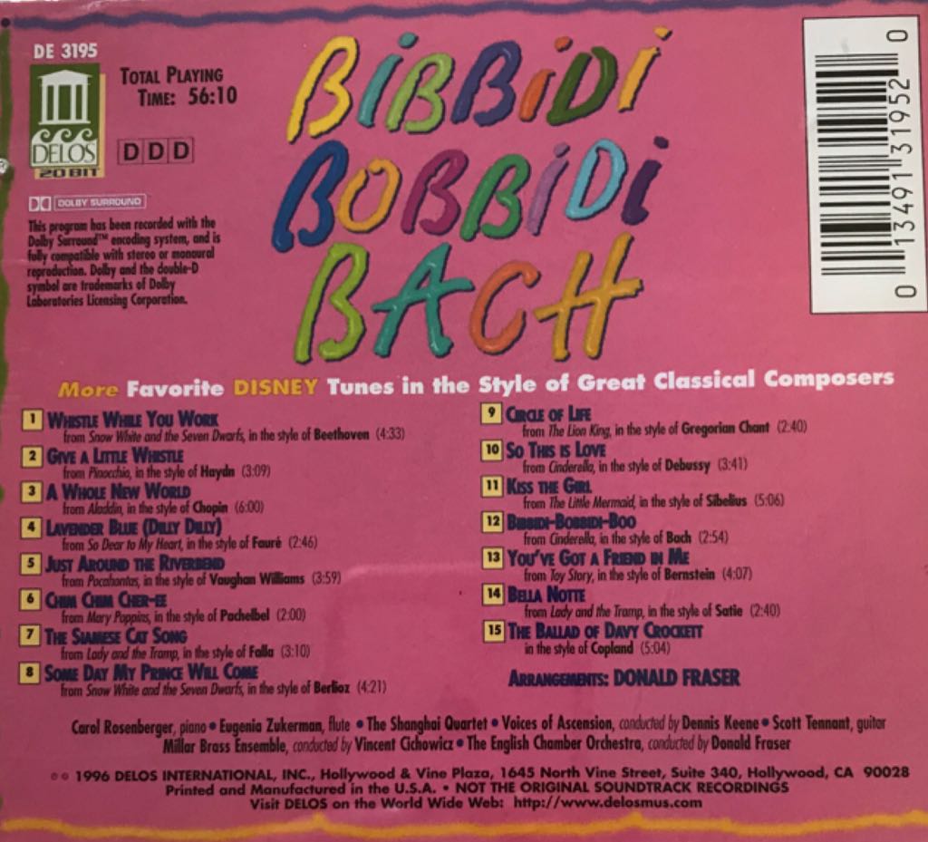 Bibbidi Bobbidi Bach - Various Artists (CD - 56) music collectible [Barcode 013491319520] - Main Image 2