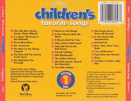 Childrens Favorite Songs Volume1 - Various Artists (CD) music collectible [Barcode 050086060573] - Main Image 2