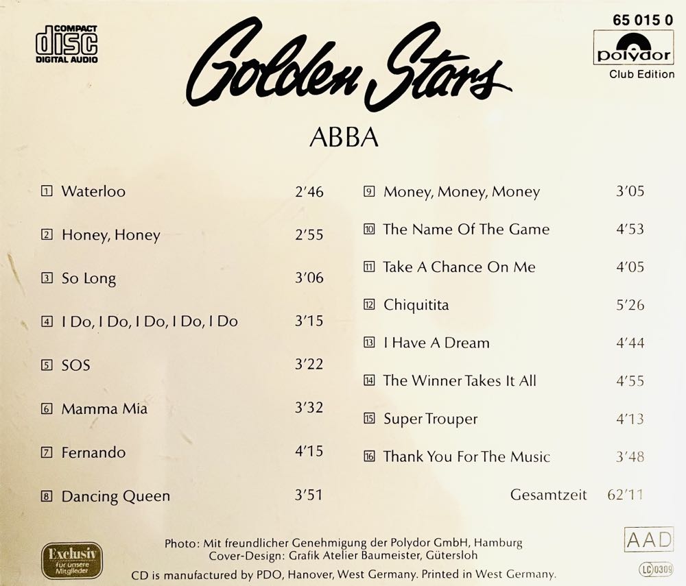Golden Stars - Abba (CD - 62) music collectible - Main Image 2