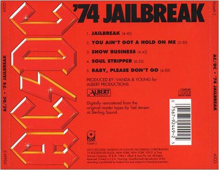 ’74 Jailbreak - AC/DC (VinylDisc (vinyl CD) - 24) music collectible [Barcode 075678017827] - Main Image 2