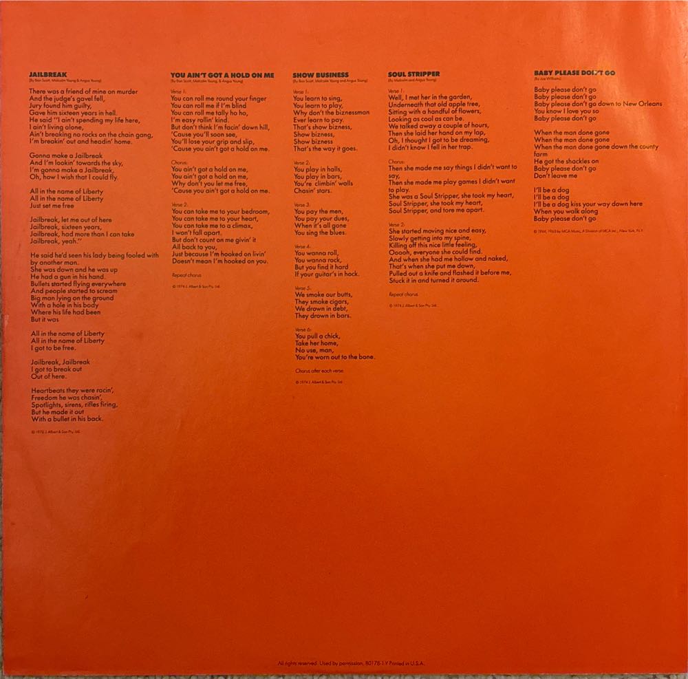 ’74 Jailbreak - AC/DC (12” - 25) music collectible - Main Image 3