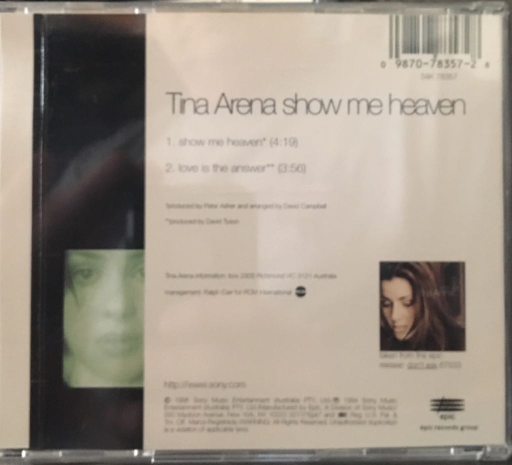 Show Me Heaven - Tina Arena music collectible [Barcode 098707835728] - Main Image 2