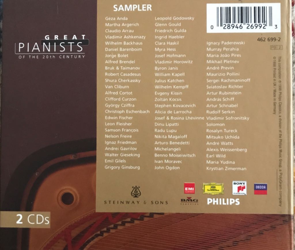 Great Pianists Of The 20th Century - Selections Sampler - Various Artists (CD) music collectible [Barcode 028946269923] - Main Image 2
