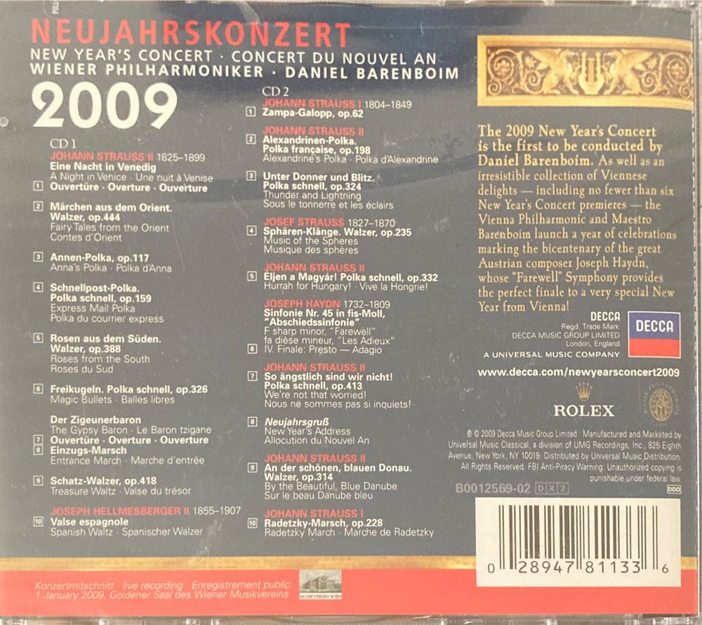 New Years Concert 2009 - Weiner Philharmoniker (CD) music collectible [Barcode 028947811336] - Main Image 2