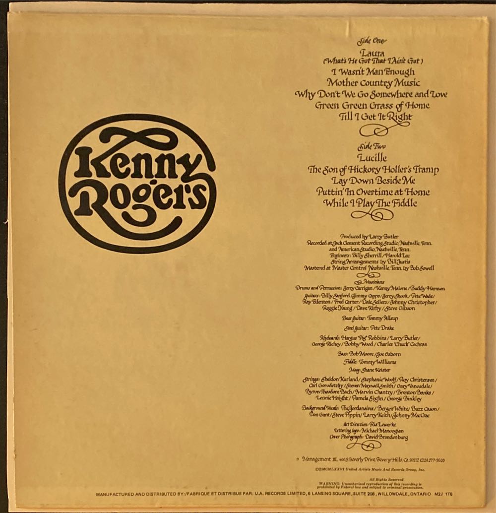 Kenny Rogers - Kenny Rogers (12”) music collectible - Main Image 2