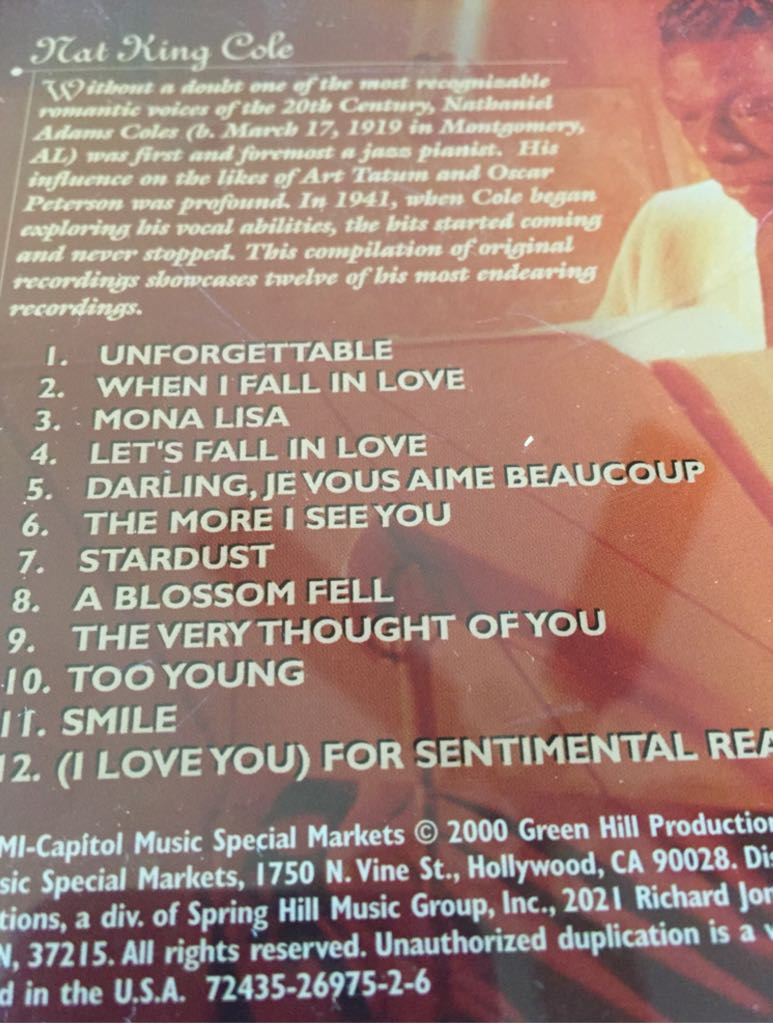 Simply Unforgettable - Nat King Cole (CD) music collectible - Main Image 2